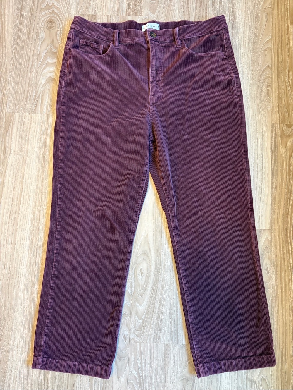 LOFT Women's Burgundy Corduroy Pants Size 32 Straight Leg